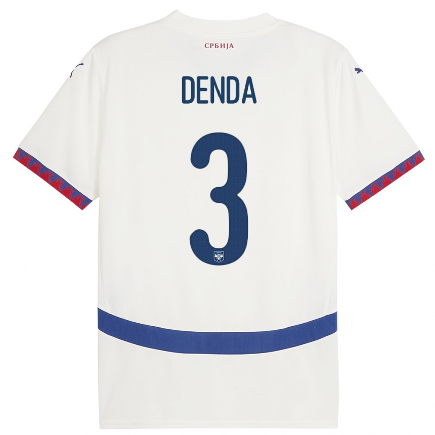 Mujer Fútbol Camiseta Serbia Milica Denda #3 Blanco 2ª Equipación 24-26 México