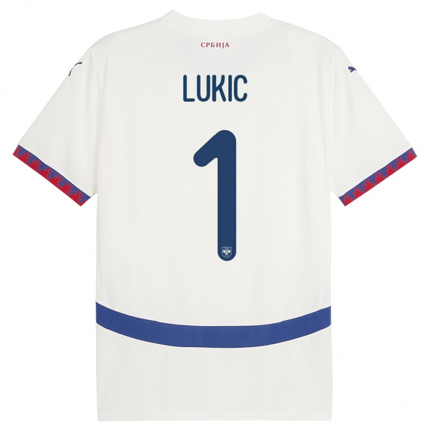 Mujer Fútbol Camiseta Serbia Ognjen Lukic #1 Blanco 2ª Equipación 24-26 México