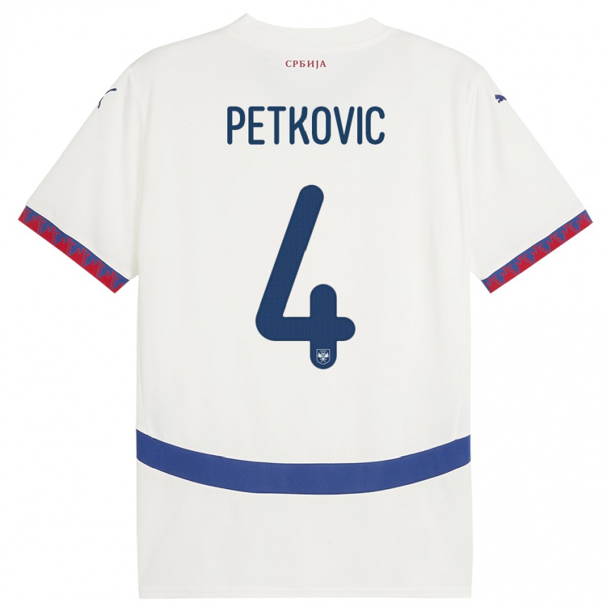 Mujer Fútbol Camiseta Serbia Nikola Petkovic #4 Blanco 2ª Equipación 24-26 México