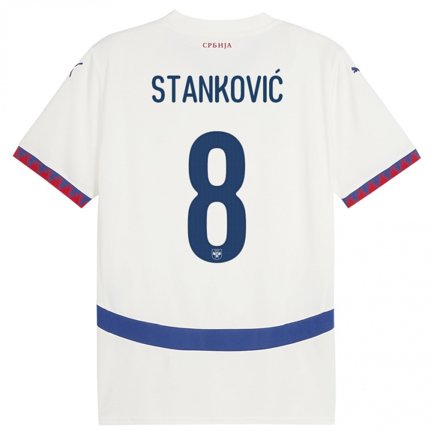 Mujer Fútbol Camiseta Serbia Aleksandar Stankovic #8 Blanco 2ª Equipación 24-26 México