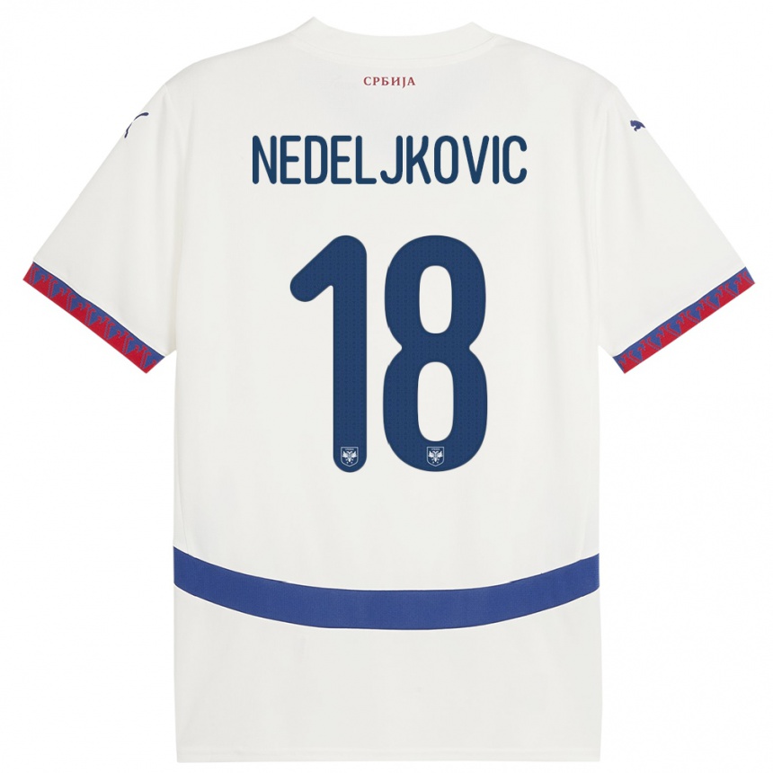 Mujer Fútbol Camiseta Serbia Kosta Nedeljkovic #18 Blanco 2ª Equipación 24-26 México