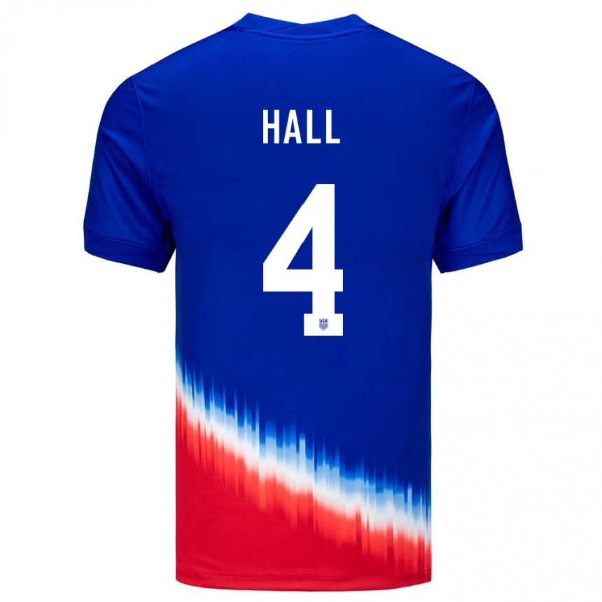 Mujer Fútbol Camiseta Estados Unidos Tyler Hall #4 Azul 2ª Equipación 24-26 México