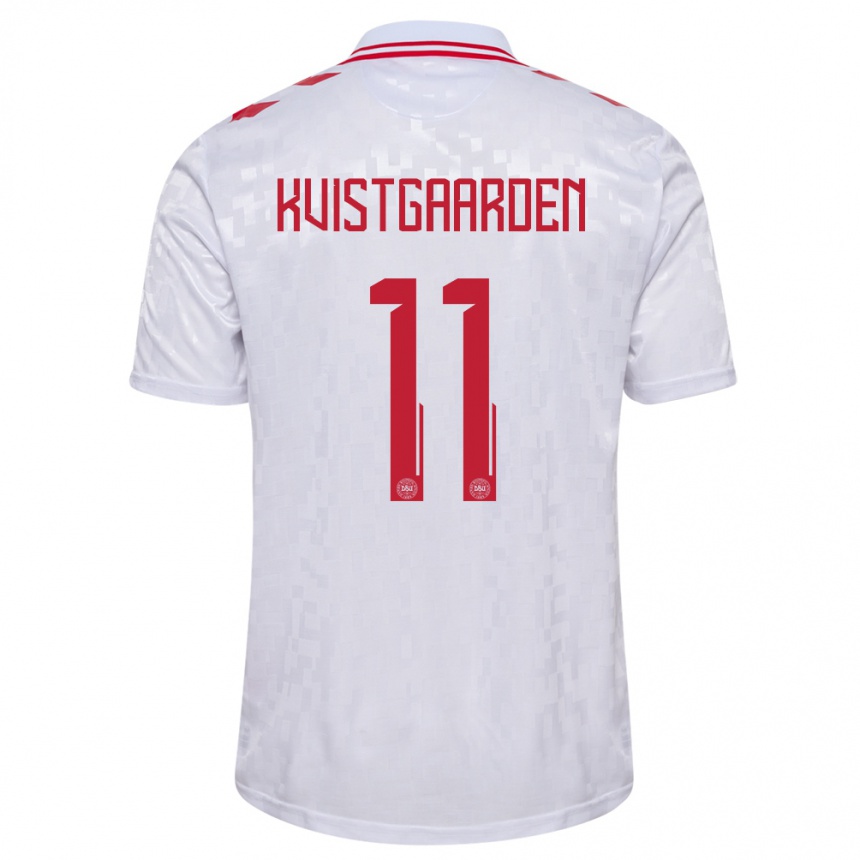 Mujer Fútbol Camiseta Dinamarca Mathias Kvistgaarden #11 Blanco 2ª Equipación 24-26 México