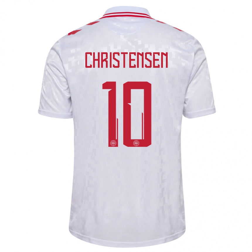 Mujer Fútbol Camiseta Dinamarca Gustav Christensen #10 Blanco 2ª Equipación 24-26 México