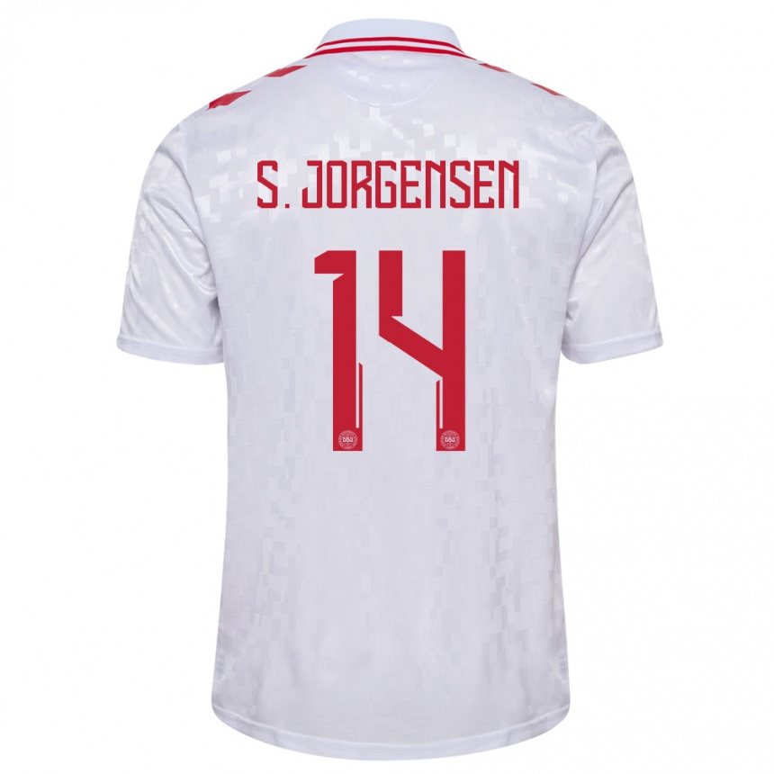 Mujer Fútbol Camiseta Dinamarca Sebastian Jorgensen #14 Blanco 2ª Equipación 24-26 México