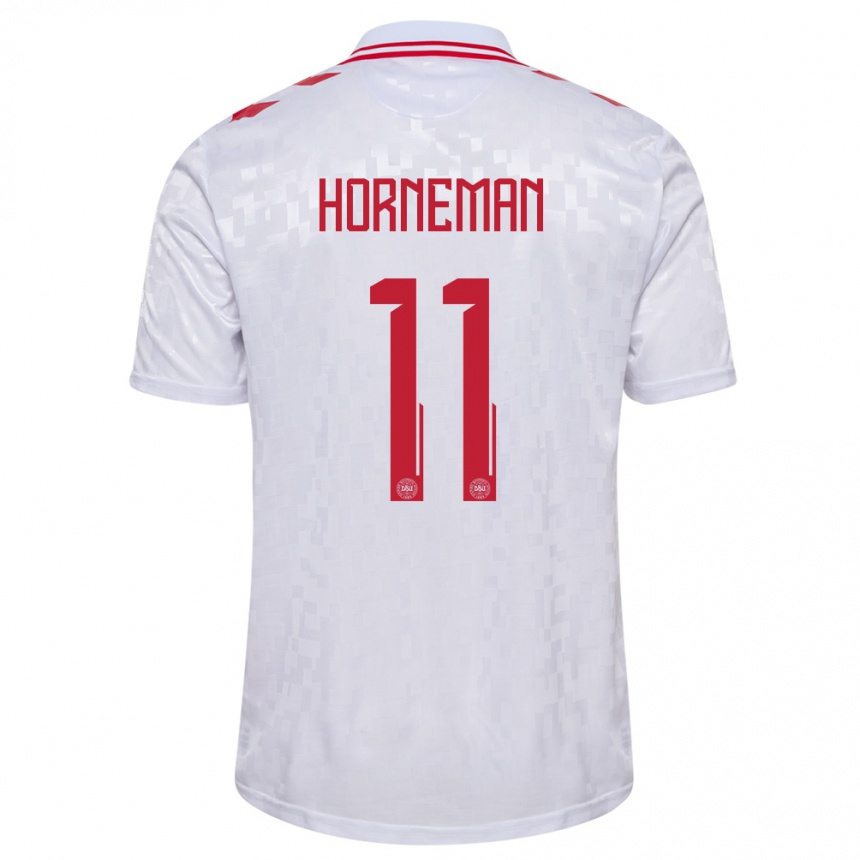 Mujer Fútbol Camiseta Dinamarca Charly Horneman #11 Blanco 2ª Equipación 24-26 México