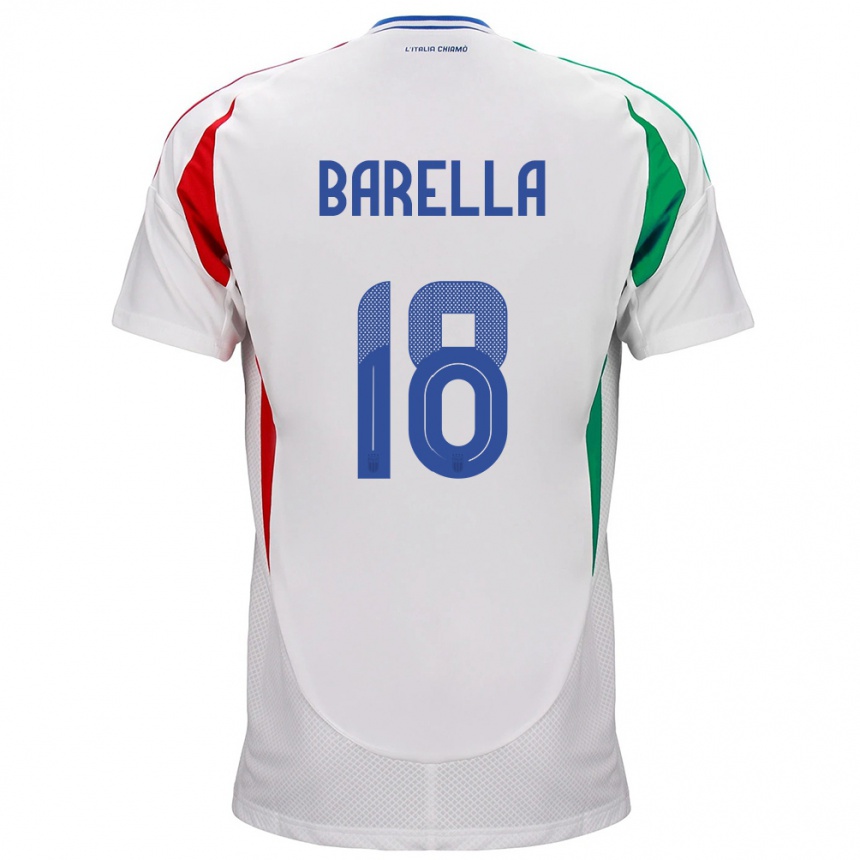 Mujer Fútbol Camiseta Italia Nicolò Barella #18 Blanco 2ª Equipación 24-26 México
