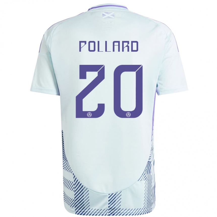 Mujer Fútbol Camiseta Escocia Lancelot Pollard #20 Azul Menta Claro 2ª Equipación 24-26 México
