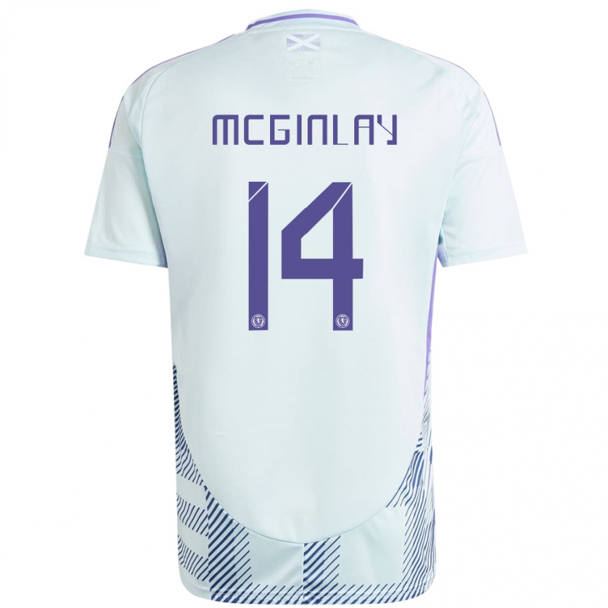 Mujer Fútbol Camiseta Escocia Aiden Mcginlay #14 Azul Menta Claro 2ª Equipación 24-26 México