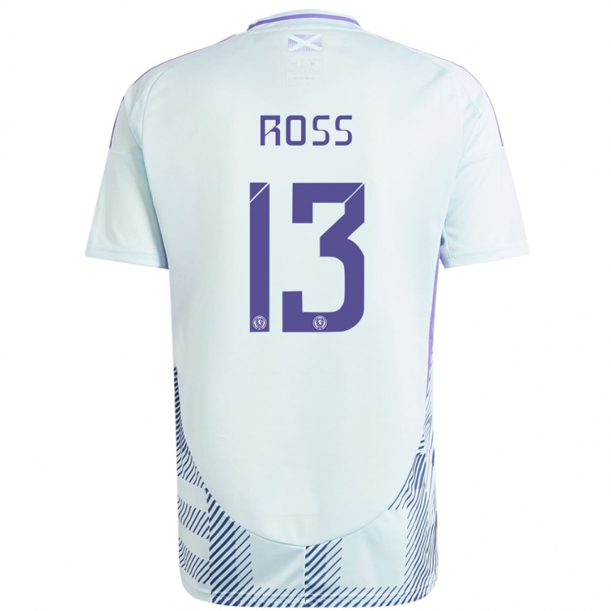 Mujer Fútbol Camiseta Escocia Jane Ross #13 Azul Menta Claro 2ª Equipación 24-26 México