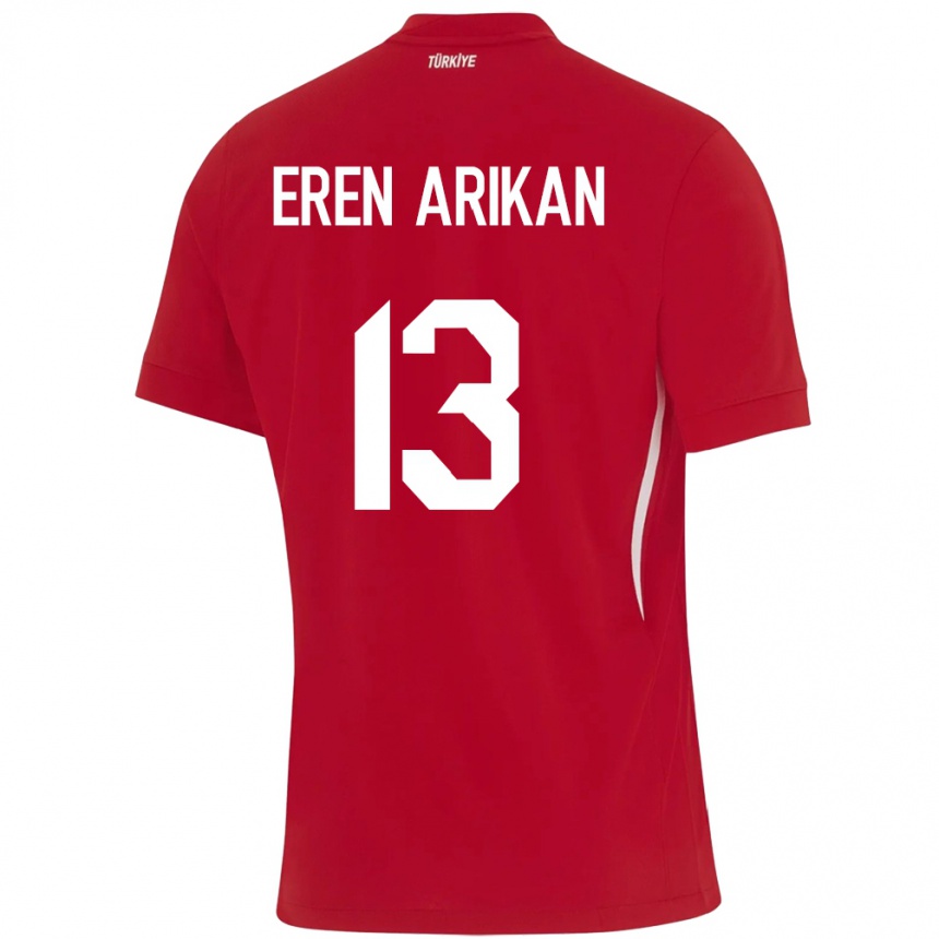 Mujer Fútbol Camiseta Turquía Muhammed Eren Arıkan #13 Rojo 2ª Equipación 24-26 México