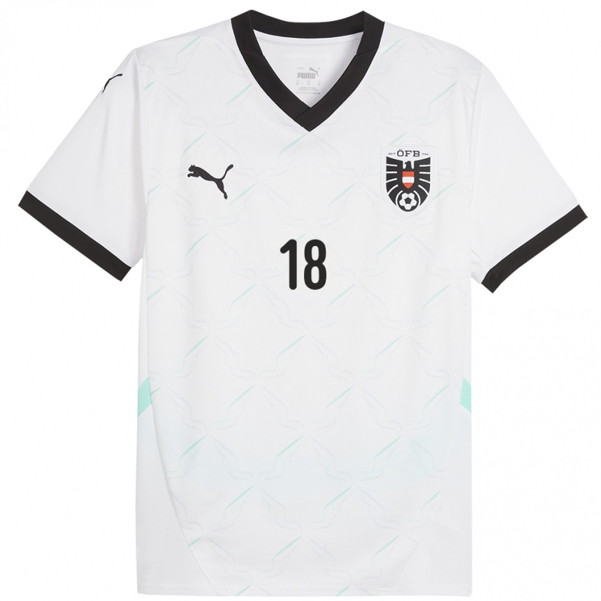 Mujer Fútbol Camiseta Austria Romano Schmid #18 Blanco 2ª Equipación 24-26 México