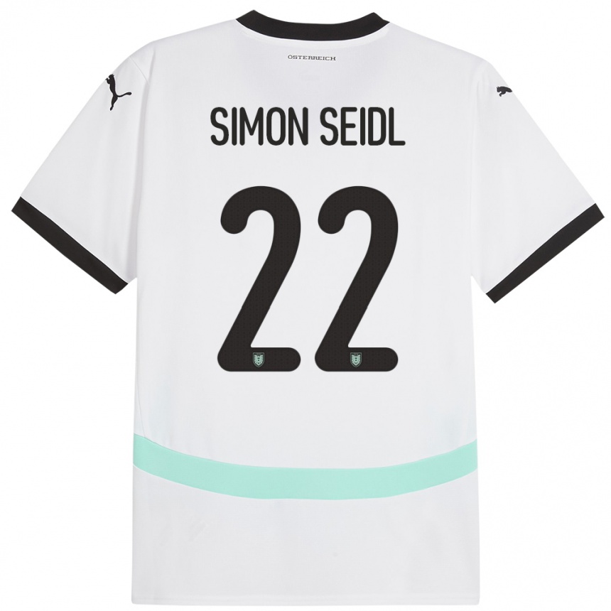 Mujer Fútbol Camiseta Austria Simon Seidl #22 Blanco 2ª Equipación 24-26 México