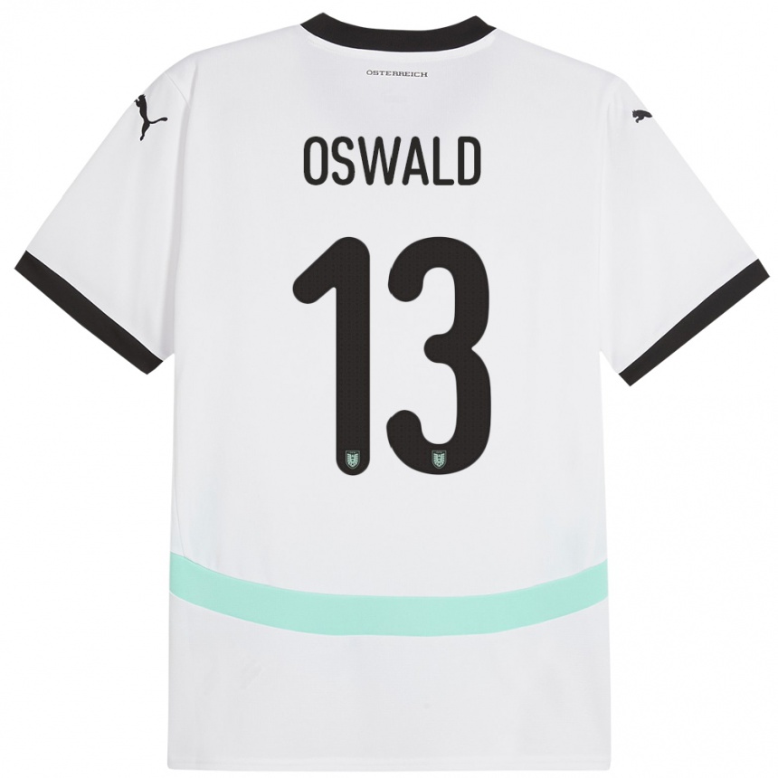 Mujer Fútbol Camiseta Austria Moritz Oswald #13 Blanco 2ª Equipación 24-26 México