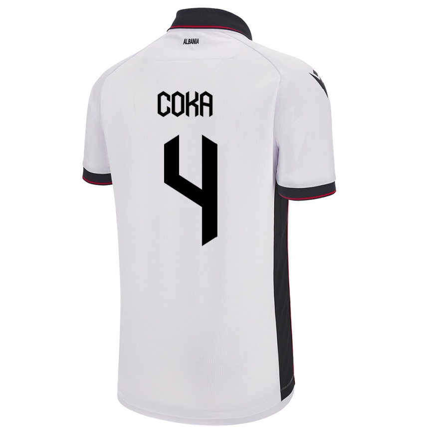 Mujer Fútbol Camiseta Albania Jehona Coka #4 Blanco 2ª Equipación 24-26 México