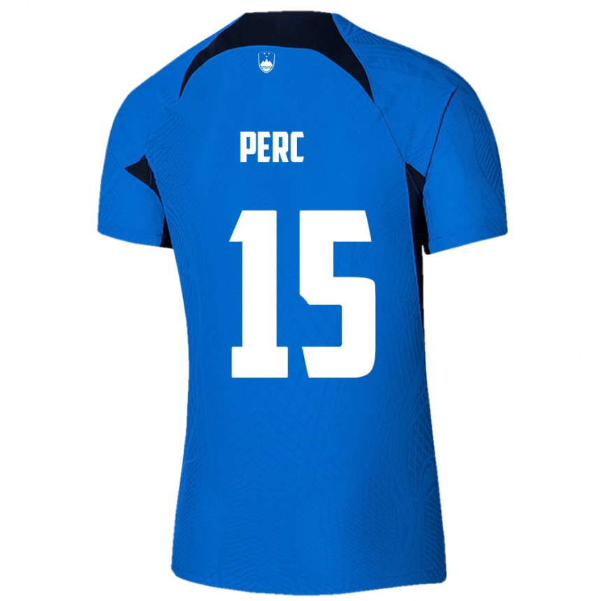 Mujer Fútbol Camiseta Eslovenia Nick Perc #15 Azul 2ª Equipación 24-26 México