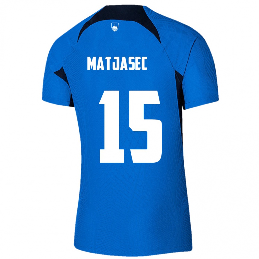 Mujer Fútbol Camiseta Eslovenia Miha Matjasec #15 Azul 2ª Equipación 24-26 México