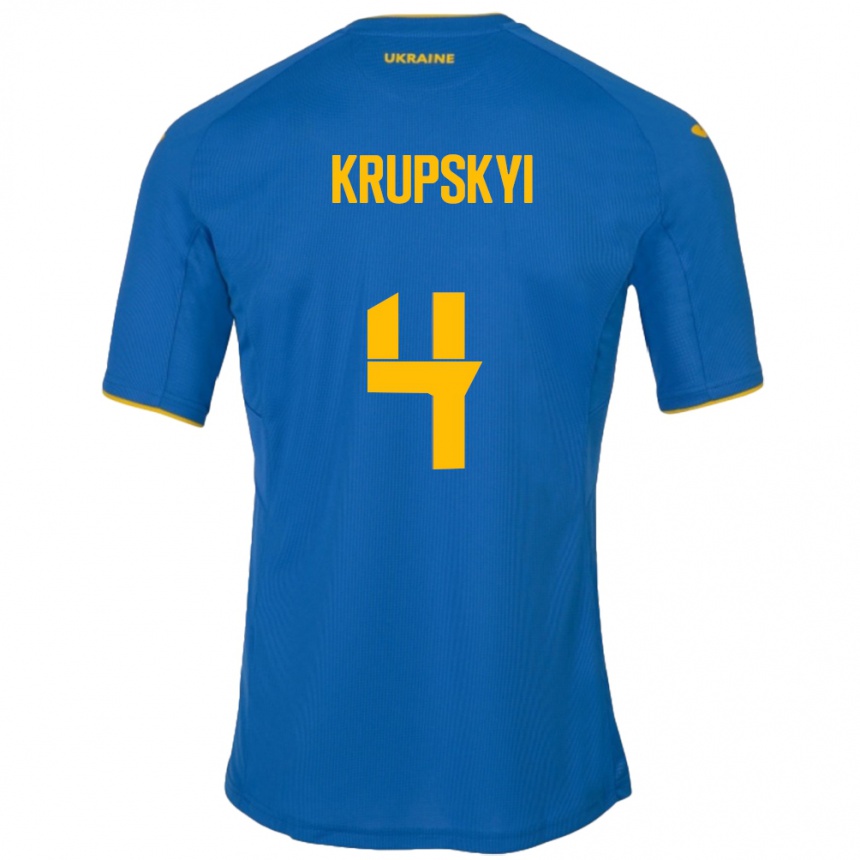 Mujer Fútbol Camiseta Ucrania Ilya Krupskyi #4 Azul 2ª Equipación 24-26 México
