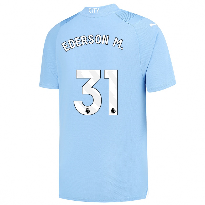 Niño Fútbol Camiseta Ederson Moraes #31 Azul Claro 1ª Equipación 2023/24 México