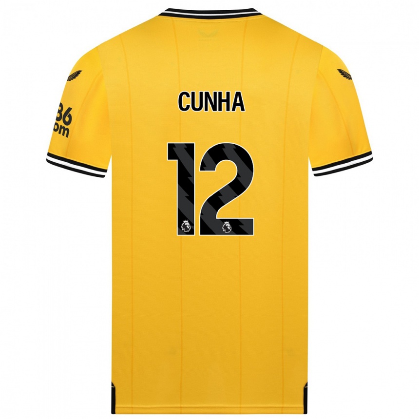 Niño Fútbol Camiseta Matheus Cunha #12 Amarillo 1ª Equipación 2023/24 México