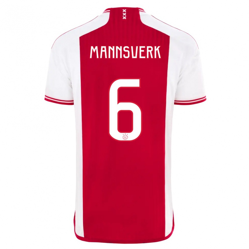 Niño Fútbol Camiseta Sivert Mannsverk #6 Rojo Blanco 1ª Equipación 2023/24 México