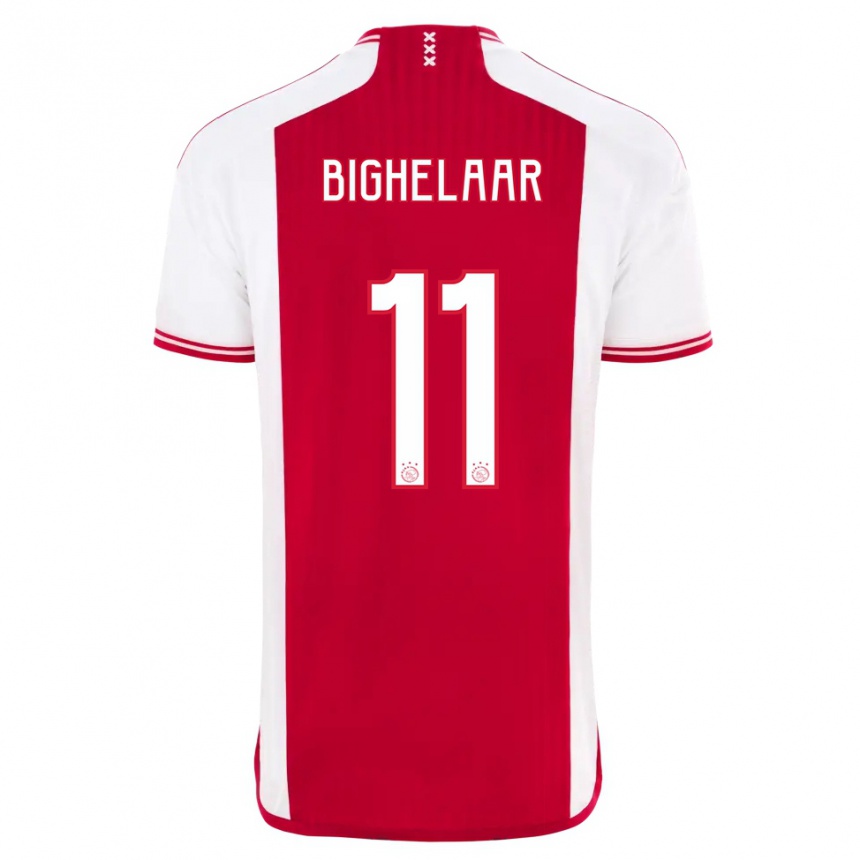 Niño Fútbol Camiseta Marjolijn Van Den Bighelaar #11 Rojo Blanco 1ª Equipación 2023/24 México