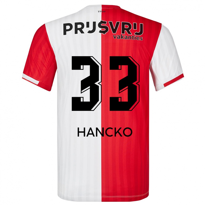 Niño Fútbol Camiseta David Hancko #33 Rojo Blanco 1ª Equipación 2023/24 México