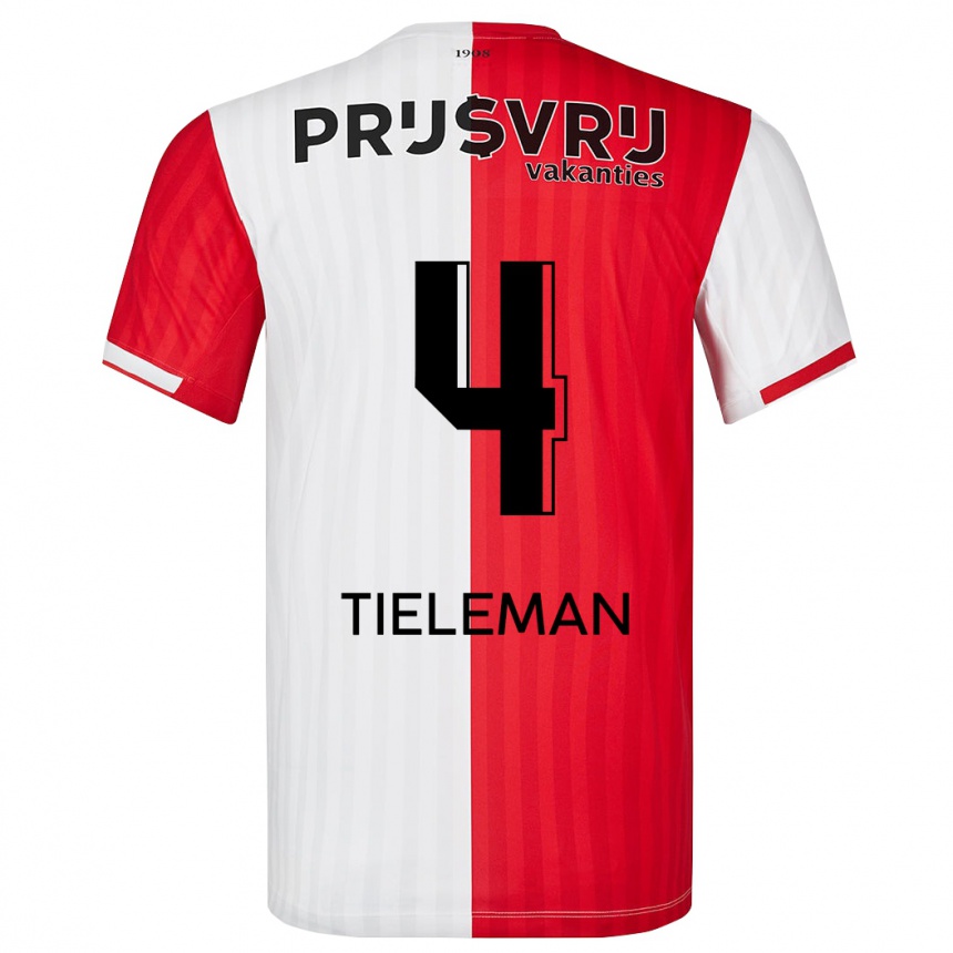 Niño Fútbol Camiseta Jerry Tieleman #4 Rojo Blanco 1ª Equipación 2023/24 México