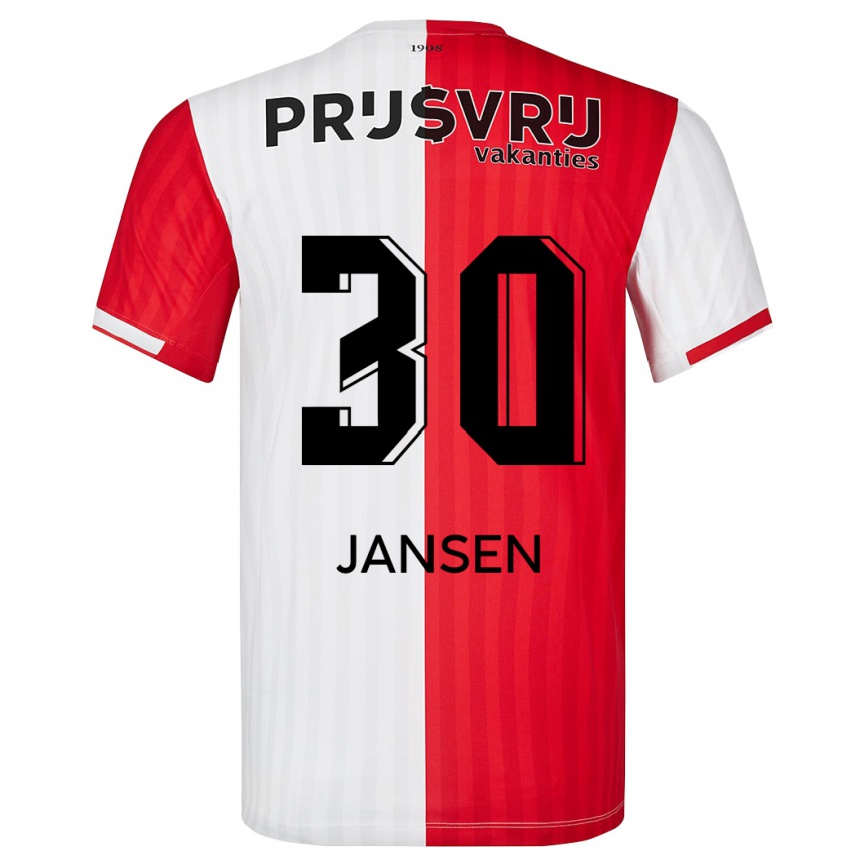 Niño Fútbol Camiseta Thijs Jansen #30 Rojo Blanco 1ª Equipación 2023/24 México