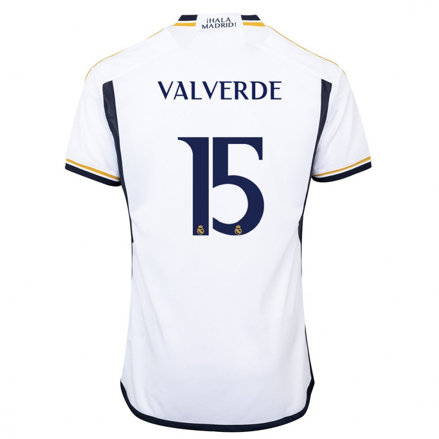 Niño Fútbol Camiseta Federico Valverde #15 Blanco 1ª Equipación 2023/24 México