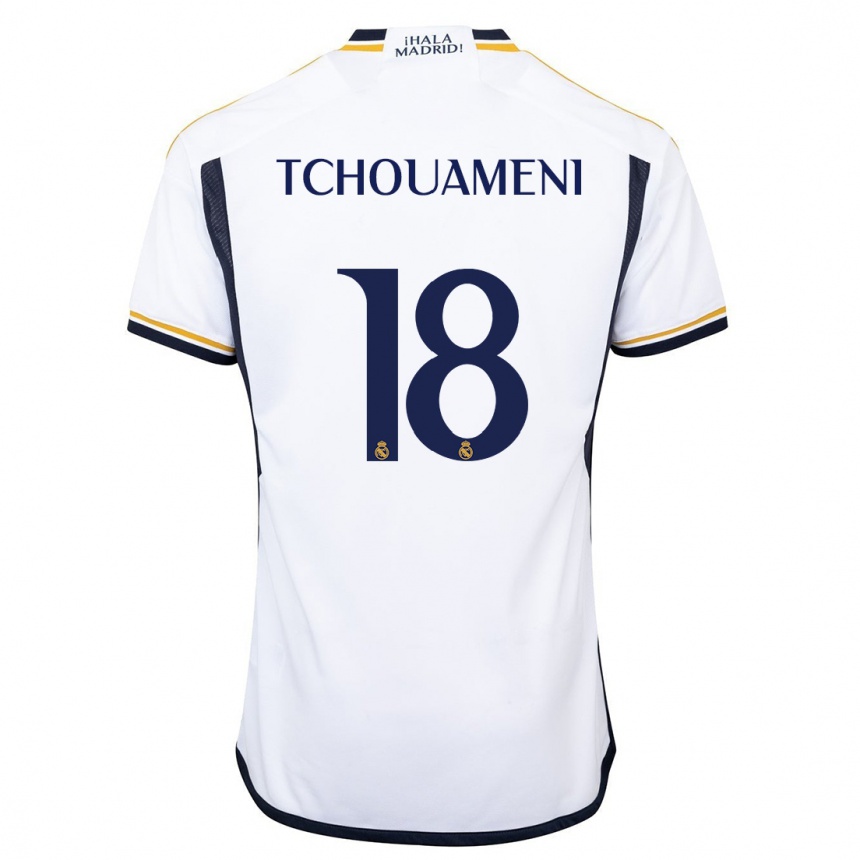 Niño Fútbol Camiseta Aurelien Tchouameni #18 Blanco 1ª Equipación 2023/24 México