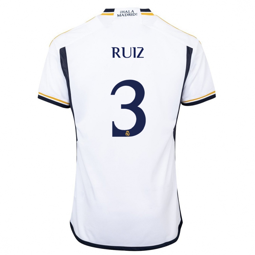 Niño Fútbol Camiseta David Ruiz #3 Blanco 1ª Equipación 2023/24 México