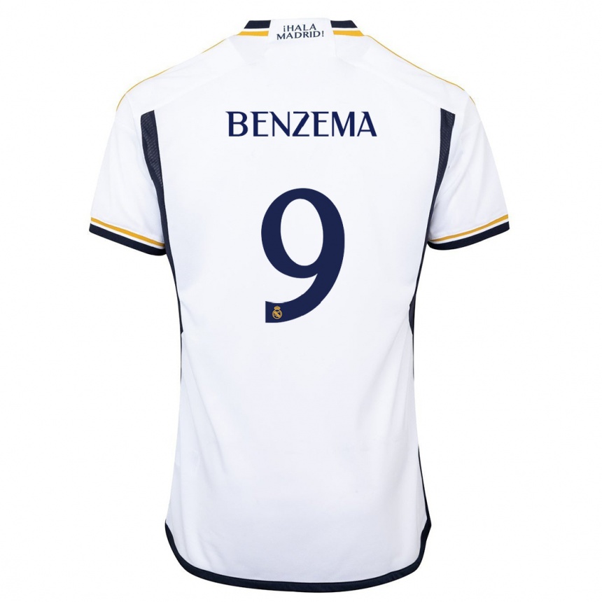 Niño Fútbol Camiseta Karim Benzema #9 Blanco 1ª Equipación 2023/24 México