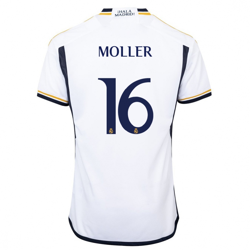 Niño Fútbol Camiseta Caroline Moller #16 Blanco 1ª Equipación 2023/24 México