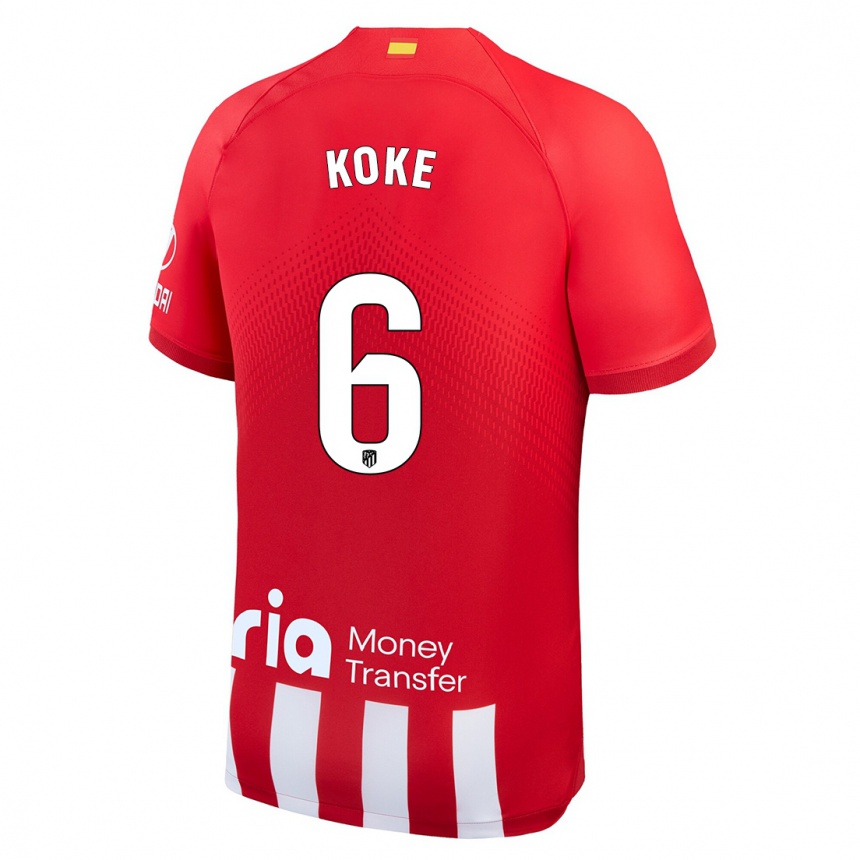 Niño Fútbol Camiseta Koke #6 Rojo Blanco 1ª Equipación 2023/24 México