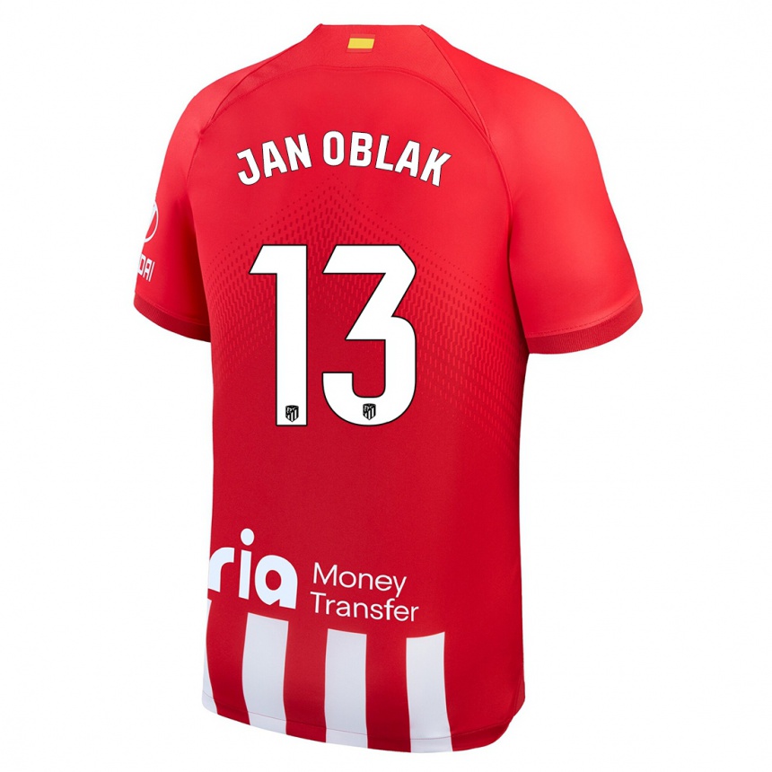 Niño Fútbol Camiseta Jan Oblak #13 Rojo Blanco 1ª Equipación 2023/24 México