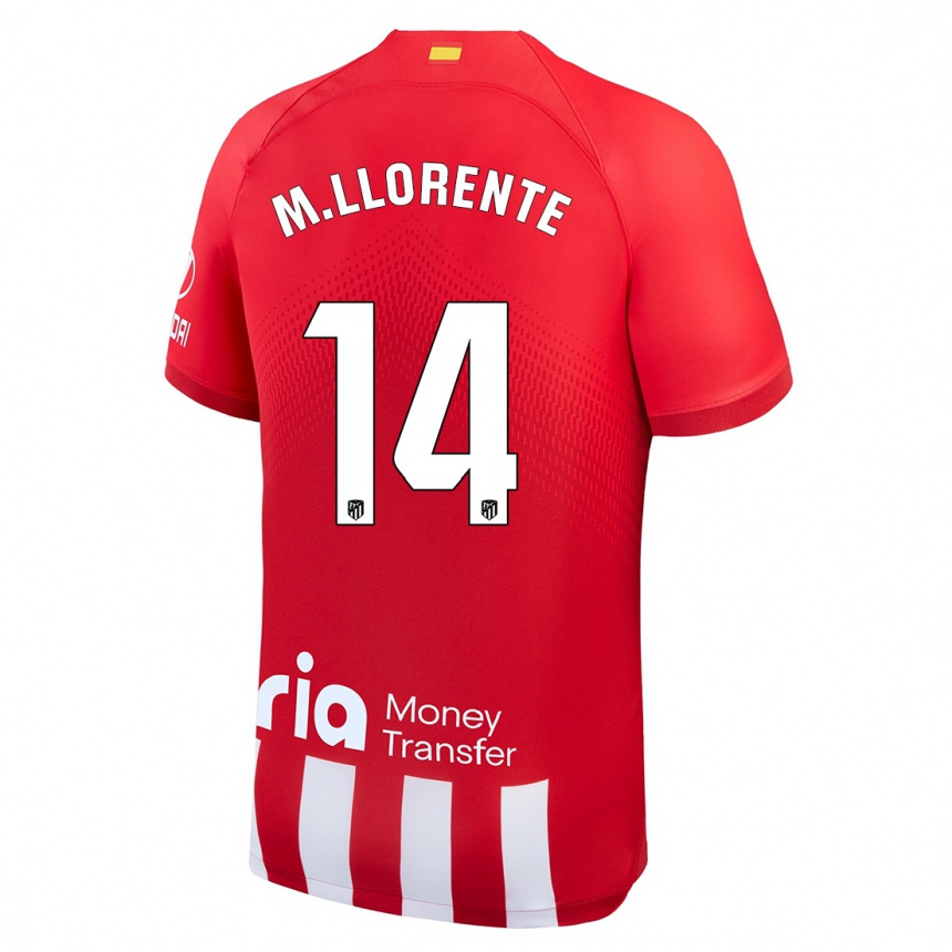 Niño Fútbol Camiseta Marcos Llorente #14 Rojo Blanco 1ª Equipación 2023/24 México