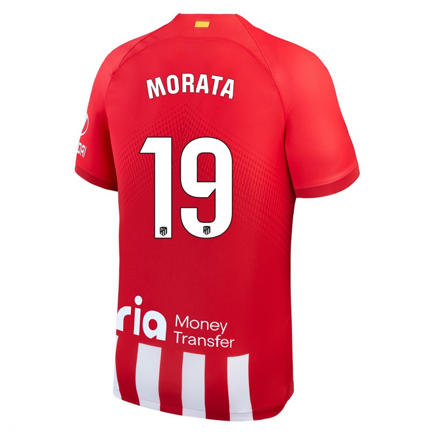 Niño Fútbol Camiseta Alvaro Morata #19 Rojo Blanco 1ª Equipación 2023/24 México