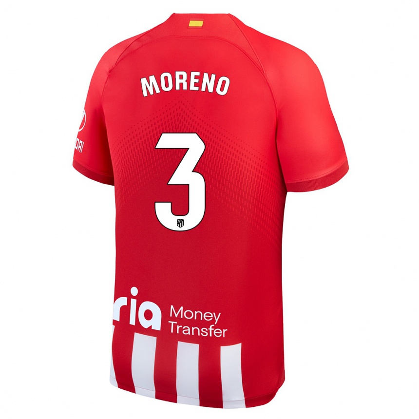Niño Fútbol Camiseta Marco Moreno #3 Rojo Blanco 1ª Equipación 2023/24 México