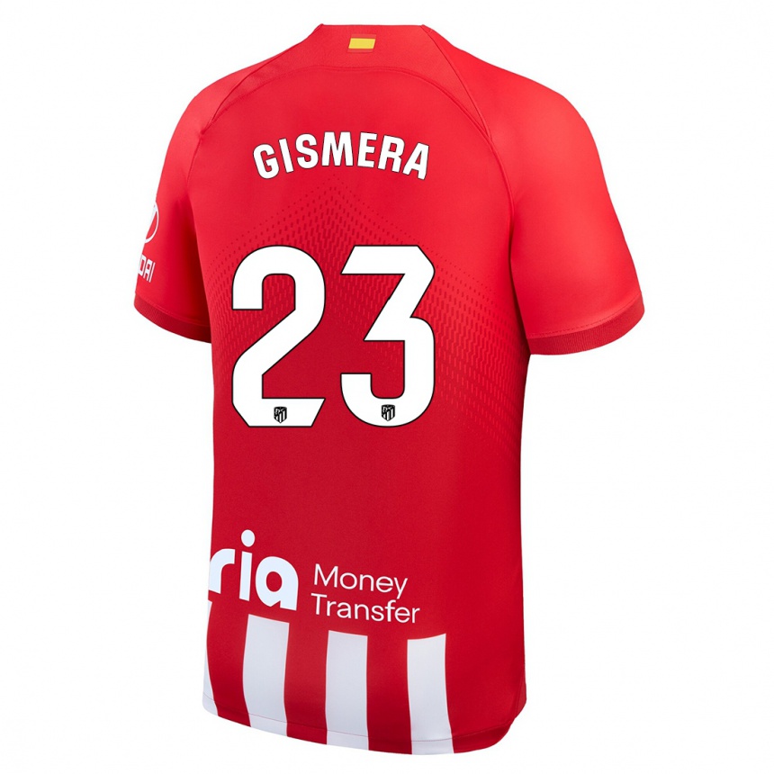 Niño Fútbol Camiseta Aitor Gismera #23 Rojo Blanco 1ª Equipación 2023/24 México