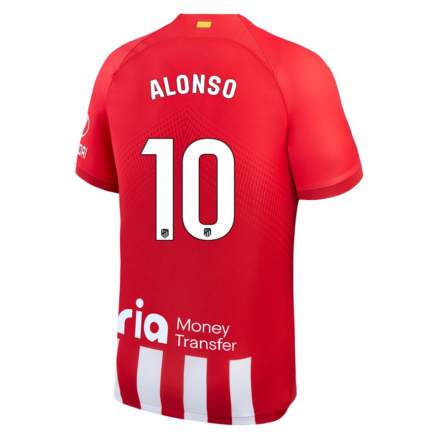 Niño Fútbol Camiseta Javi Alonso #10 Rojo Blanco 1ª Equipación 2023/24 México