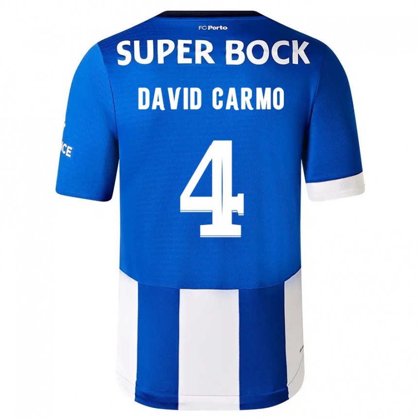 Niño Fútbol Camiseta David Carmo #4 Azul Blanco 1ª Equipación 2023/24 México