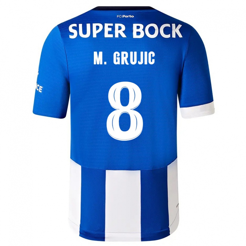 Niño Fútbol Camiseta Marko Grujic #8 Azul Blanco 1ª Equipación 2023/24 México