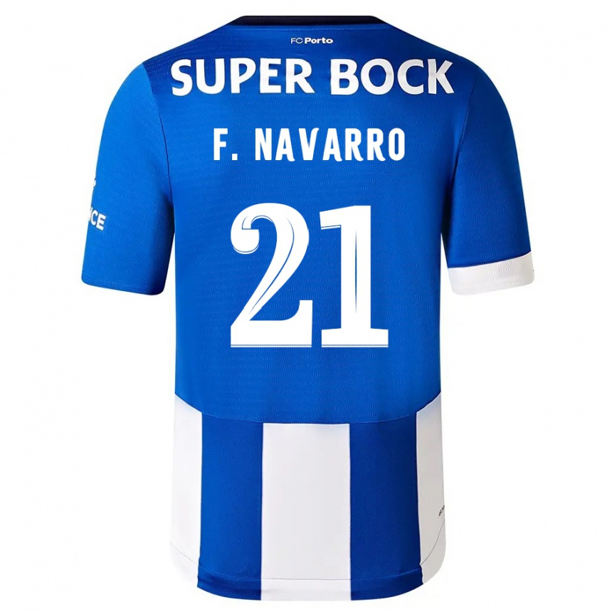 Niño Fútbol Camiseta Fran Navarro #21 Azul Blanco 1ª Equipación 2023/24 México