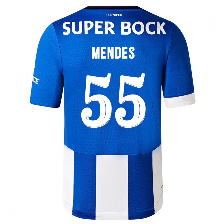 Niño Fútbol Camiseta João Mendes #55 Azul Blanco 1ª Equipación 2023/24 México