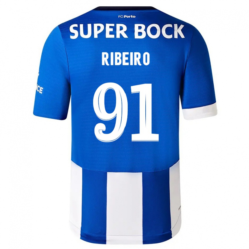 Niño Fútbol Camiseta Gonçalo Ribeiro #91 Azul Blanco 1ª Equipación 2023/24 México