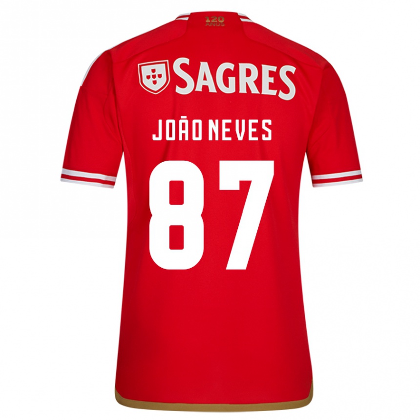 Niño Fútbol Camiseta João Neves #87 Rojo 1ª Equipación 2023/24 México