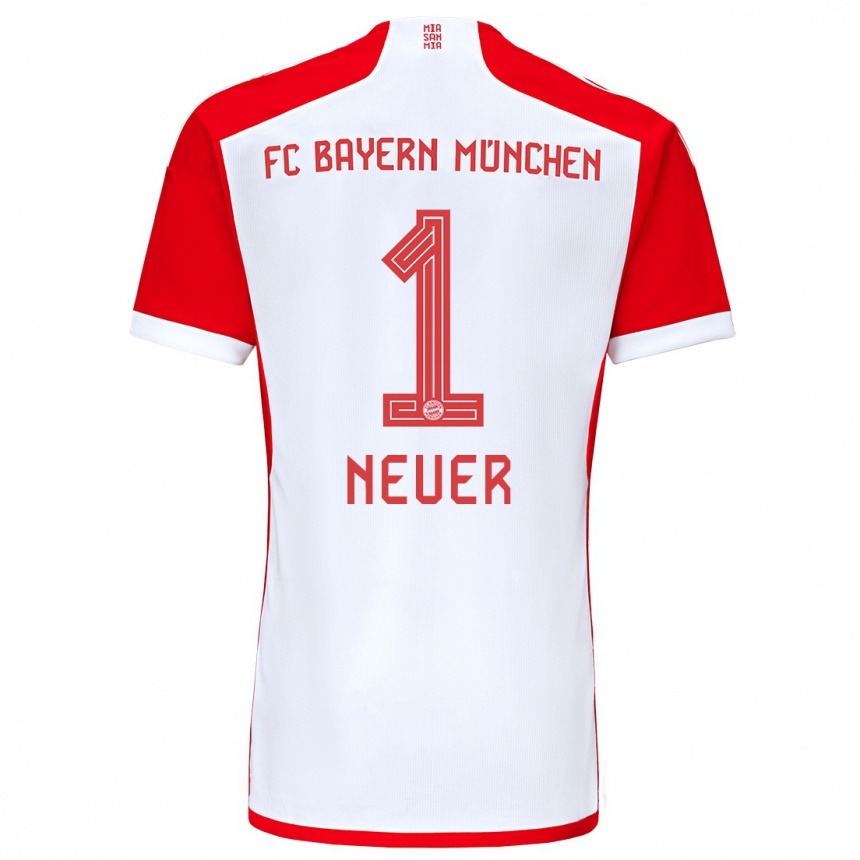 Niño Fútbol Camiseta Manuel Neuer #1 Rojo Blanco 1ª Equipación 2023/24 México