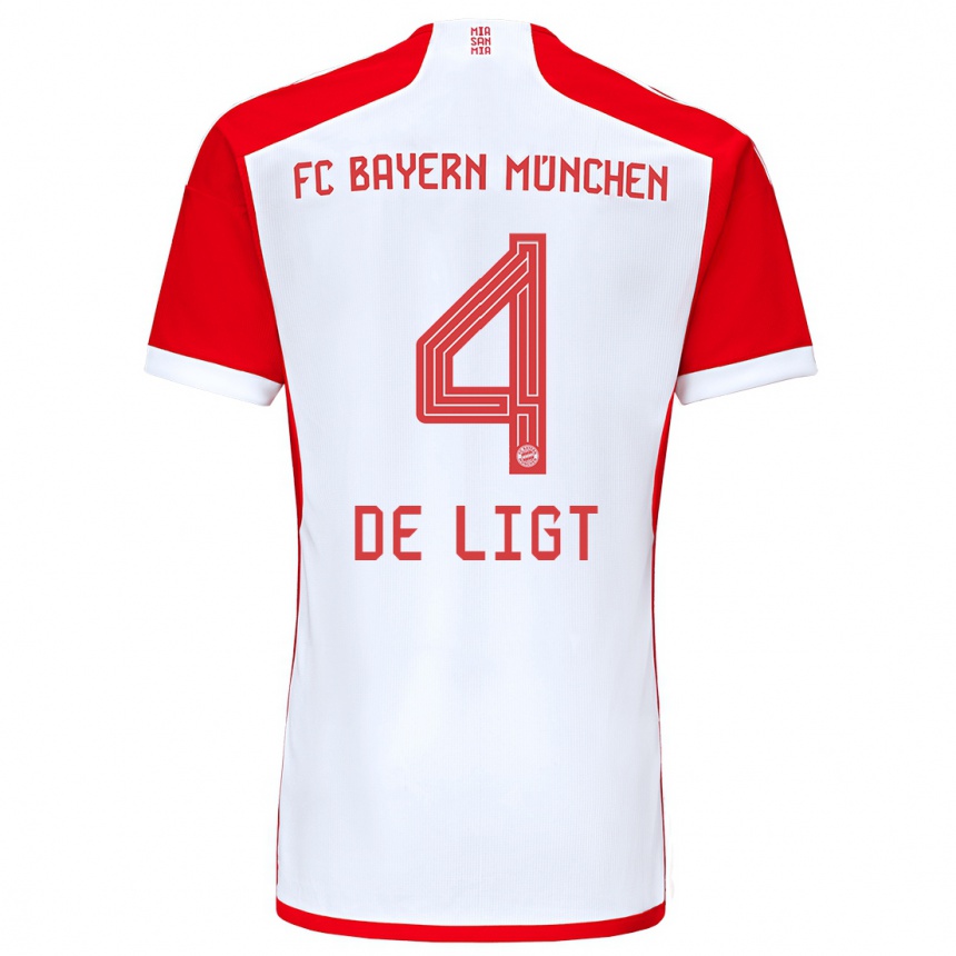 Niño Fútbol Camiseta Matthijs De Ligt #4 Rojo Blanco 1ª Equipación 2023/24 México