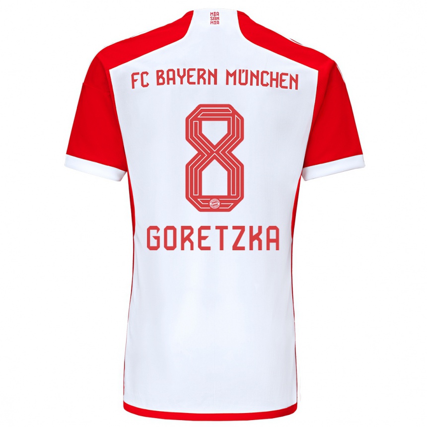 Niño Fútbol Camiseta Leon Goretzka #8 Rojo Blanco 1ª Equipación 2023/24 México